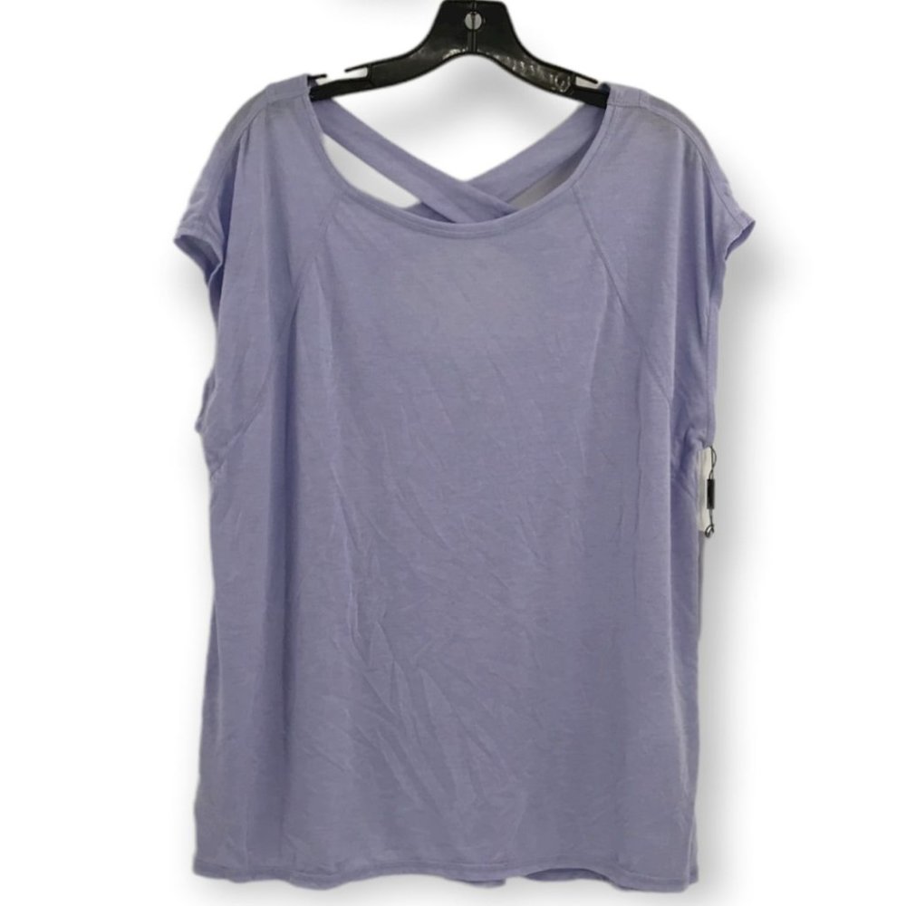 ^ Calvin Klein Women's Large Performance Sleeve Strappy Back Top Shirt Purple